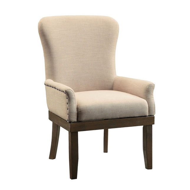 ACME 60743 Landon Arm Chair (1 Piece), Beige Linen & Salvage Brown