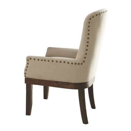 ACME 60743 Landon Arm Chair (1 Piece), Beige Linen & Salvage Brown