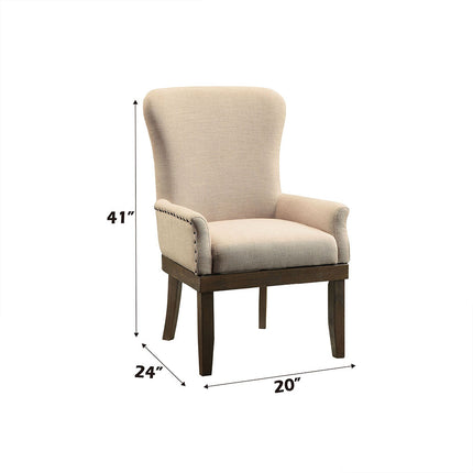 ACME 60743 Landon Arm Chair (1 Piece), Beige Linen & Salvage Brown