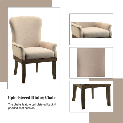 ACME 60743 Landon Arm Chair (1 Piece), Beige Linen & Salvage Brown