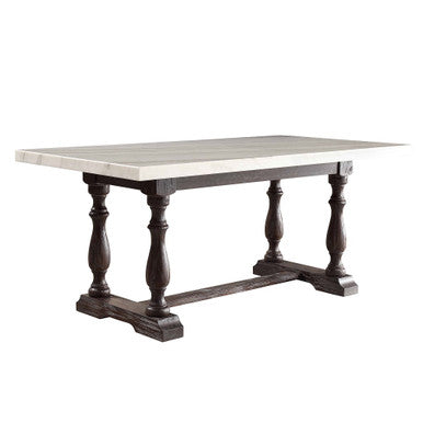ACME 60820 Gerardo Dining Table, White Marble & Weathered Espresso ACME Furniture