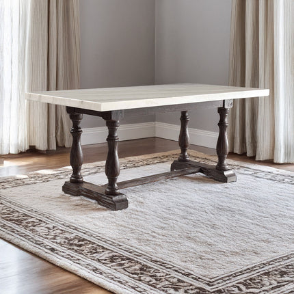 ACME 60820 Gerardo Dining Table, White Marble & Weathered Espresso