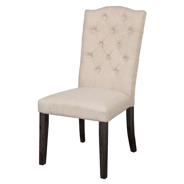 ACME 60822 Gerardo Side Chair (Set-2), Beige Linen & Weathered Espresso