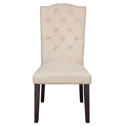 ACME 60822 Gerardo Side Chair (Set-2), Beige Linen & Weathered Espresso