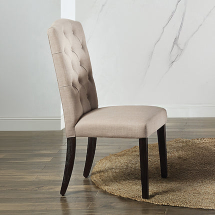 ACME 60822 Gerardo Side Chair (Set-2), Beige Linen & Weathered Espresso
