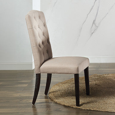 ACME 60822 Gerardo Side Chair (Set-2), Beige Linen & Weathered Espresso ACME Furniture