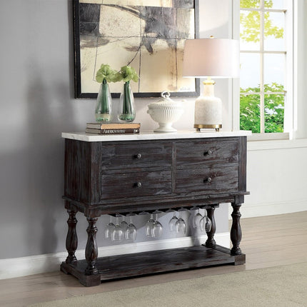 ACME 60824 Gerardo Server, White Marble & Weathered Espresso