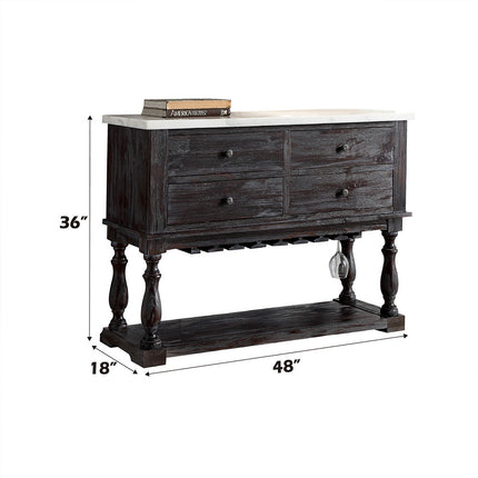ACME 60824 Gerardo Server, White Marble & Weathered Espresso