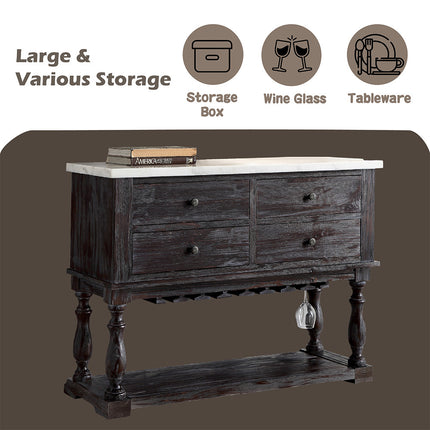 ACME 60824 Gerardo Server, White Marble & Weathered Espresso