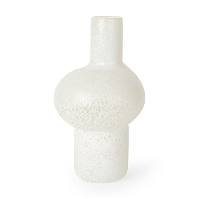 12" White Mottled Handblown Glass Table Vase HomeRoots