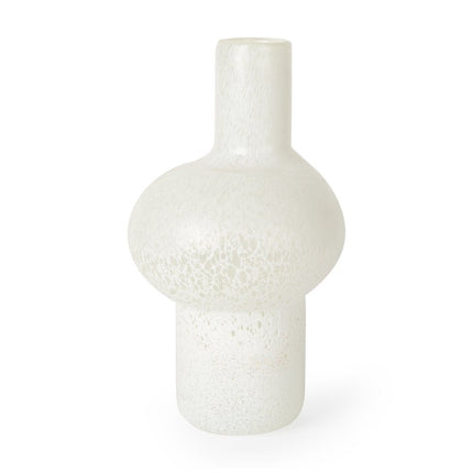 12" White Mottled Handblown Glass Table Vase HomeRoots