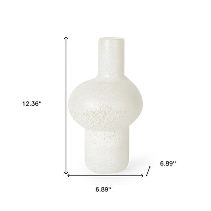 12" White Mottled Handblown Glass Table Vase HomeRoots