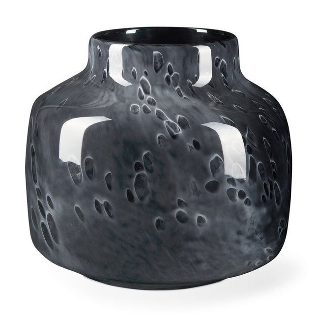 9" Black Mottled Round Glass Table Vase HomeRoots