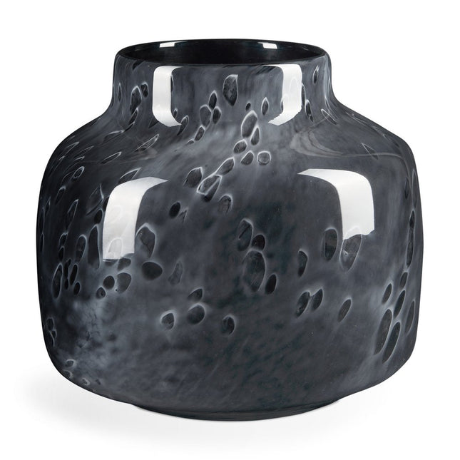 9" Black Mottled Round Glass Table Vase HomeRoots