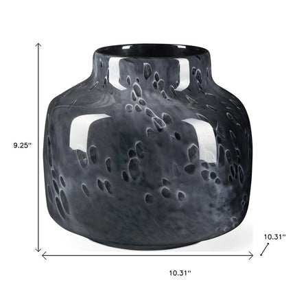 9" Black Mottled Round Glass Table Vase HomeRoots