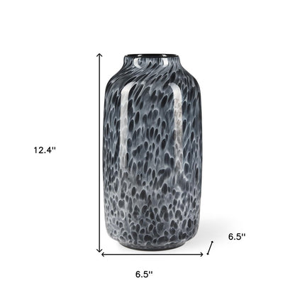 12" Black Mottled Cylinder Glass Table Vase HomeRoots