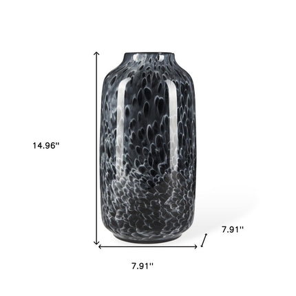 15" Black Mottled Cylinder Glass Table Vase HomeRoots