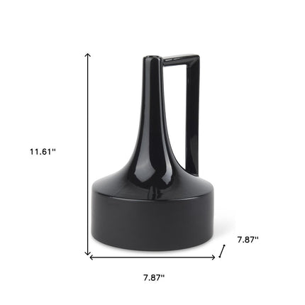 12" Black Ceramic Jug Vase HomeRoots