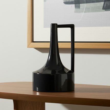 12" Black Ceramic Jug Vase HomeRoots