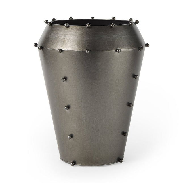 12" Gray Metal Table Vase HomeRoots