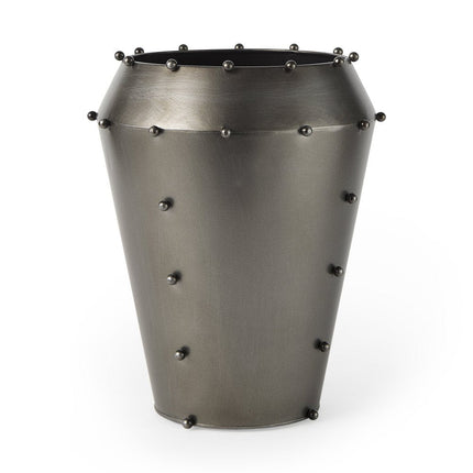 12" Gray Metal Table Vase HomeRoots