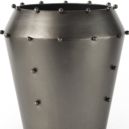 12" Gray Metal Table Vase HomeRoots