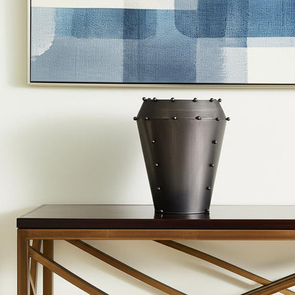 12" Gray Metal Table Vase HomeRoots