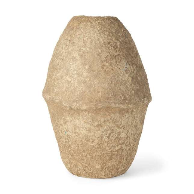 18" Beige Paper Mache Cylinder Table Vase HomeRoots