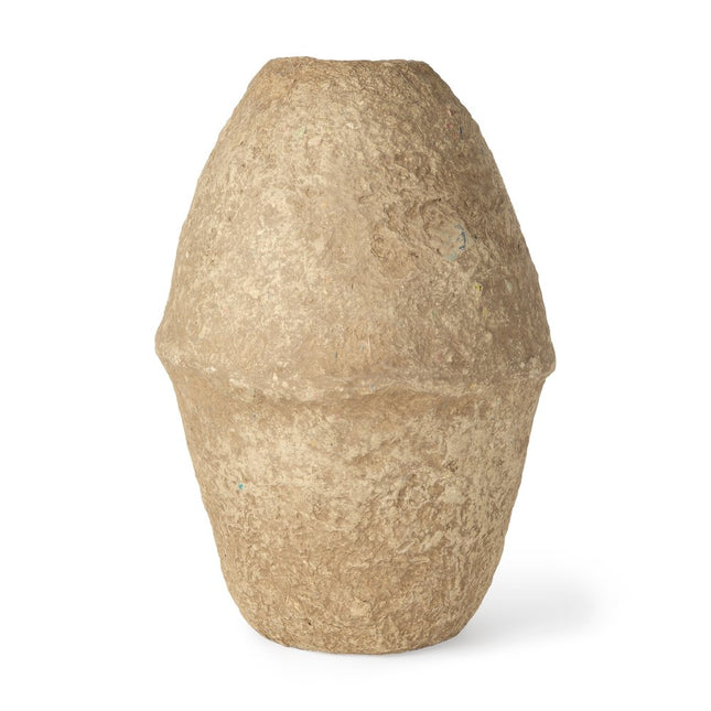 18" Beige Paper Mache Cylinder Table Vase
