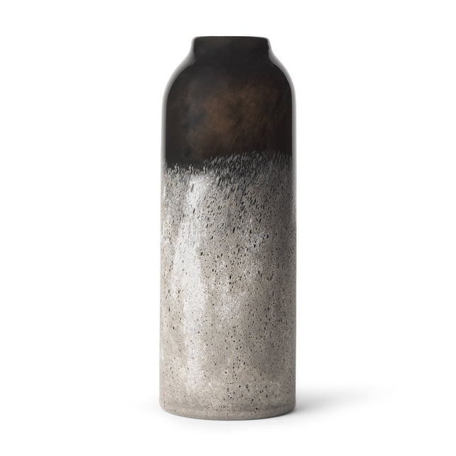12" Black And Gray Glass Cylinder Table Vase