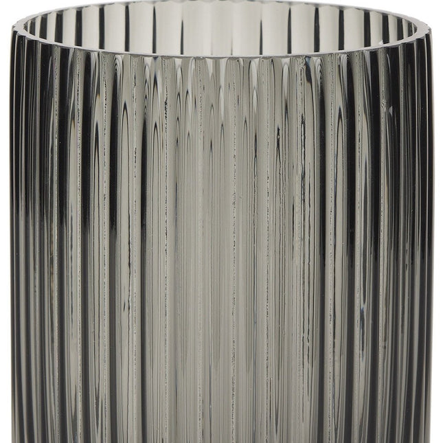 8" Black Cylinder Ribbed Glass Table Vase HomeRoots