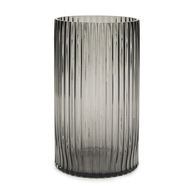 11" Black Cylinder Ribbed Glass Table Vase HomeRoots