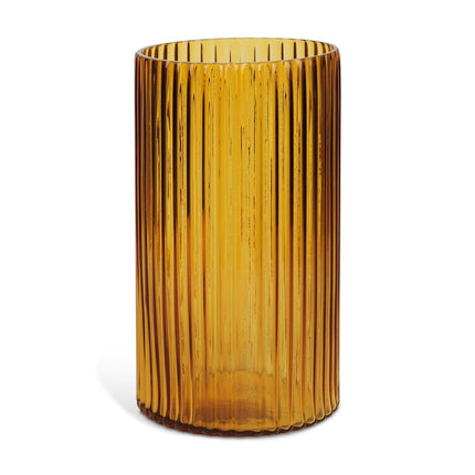 11" Amber Glass Ribbed Cylinder Table Vase HomeRoots