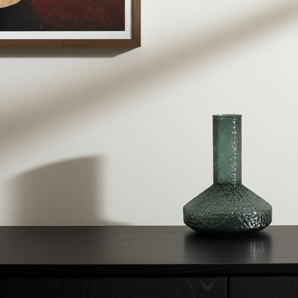 12" Green Faceted Glass Table Vase HomeRoots