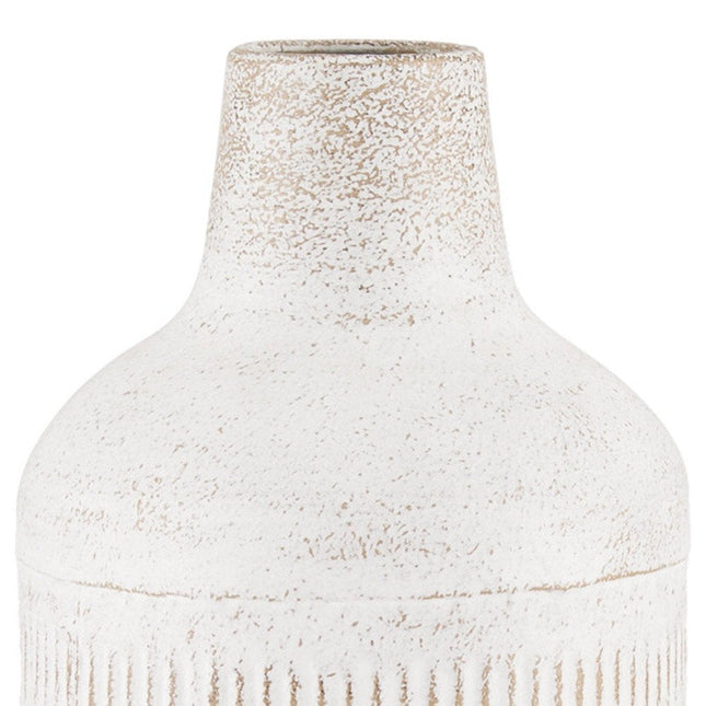 14" Off White And Natural Geometric Metal Cylinder Table Vase HomeRoots