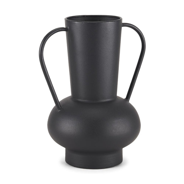 11" Black Amphora Metal Table Vase