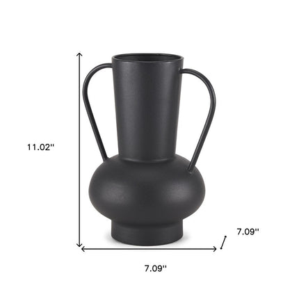 11" Black Amphora Metal Table Vase HomeRoots