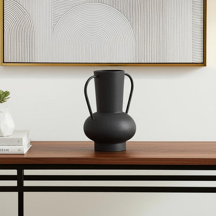 11" Black Amphora Metal Table Vase HomeRoots