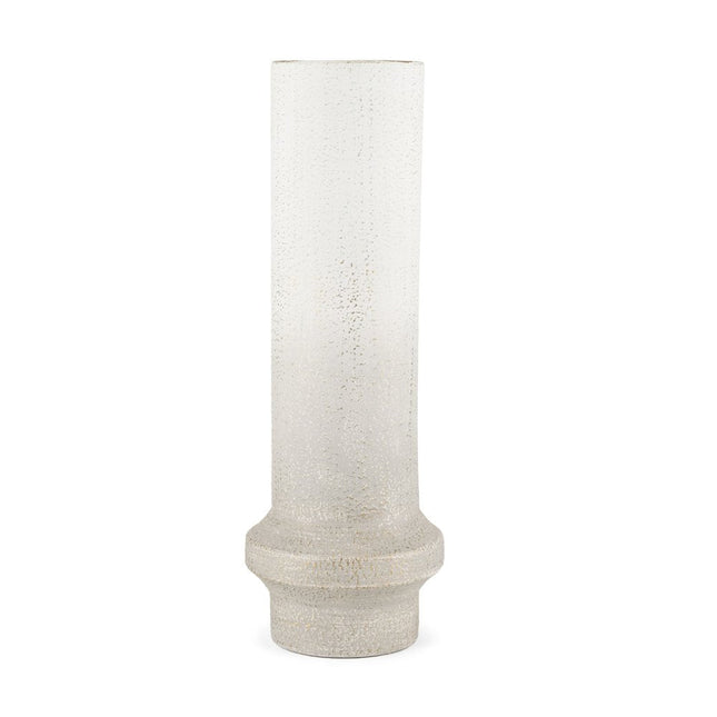 19" Off White And Gold Metal Cylinder Table Vase HomeRoots