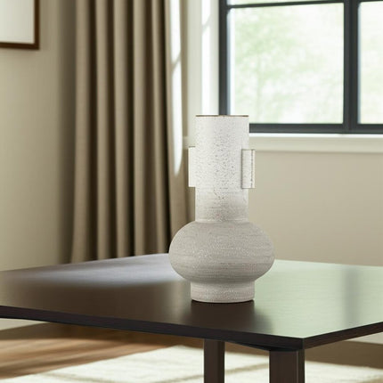 13" Off White And Gold Metal Table Vase HomeRoots
