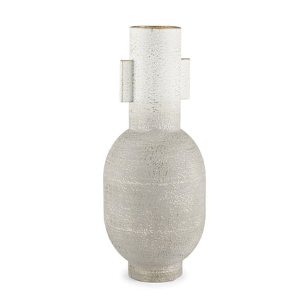 16" Off White And Gold Metal Table Vase HomeRoots