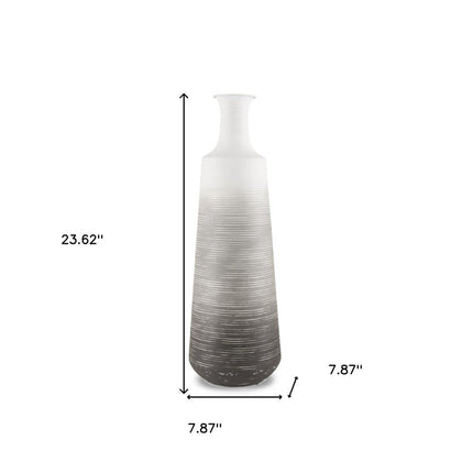 24" Gray And White Ombre Metal Table Vase HomeRoots