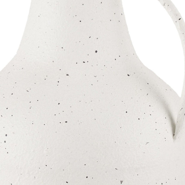 12" White Speckle Metal Amphora Table Vase HomeRoots