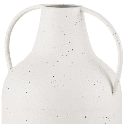 12" White Speckle Metal Amphora Table Vase HomeRoots