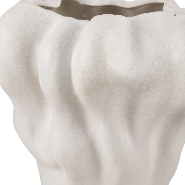 12" Cream Abstract Sculptural Ceramic Table Vase