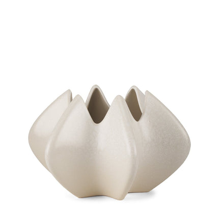 9" Cream Sculptural Ceramic Table Vase HomeRoots