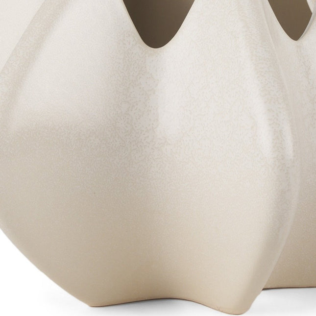 9" Cream Sculptural Ceramic Table Vase HomeRoots