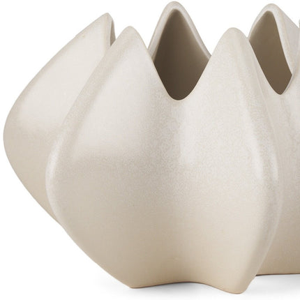 9" Cream Sculptural Ceramic Table Vase HomeRoots