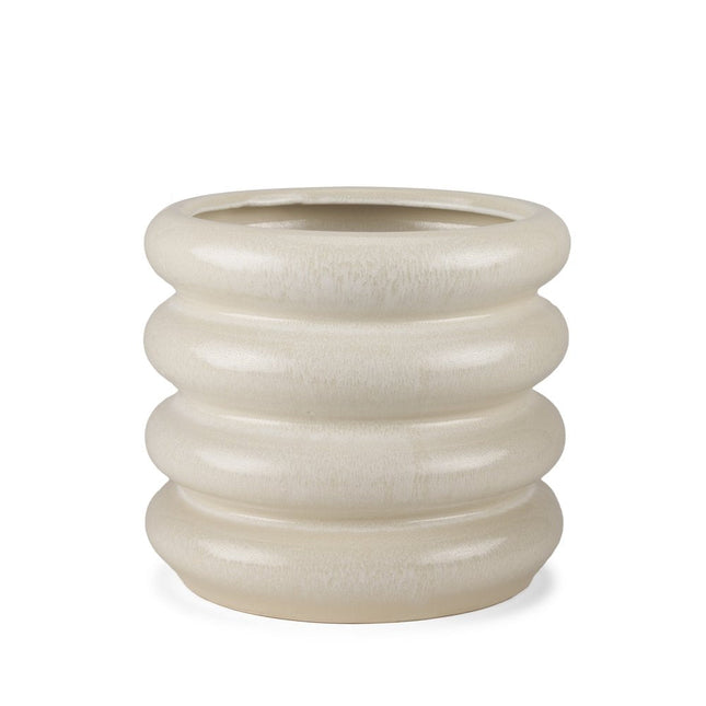 12" Cream Cylinder Ceramic Table Vase HomeRoots