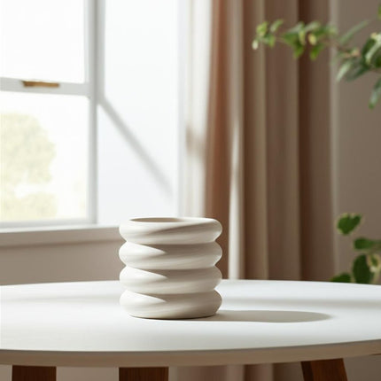 12" Cream Cylinder Ceramic Table Vase HomeRoots
